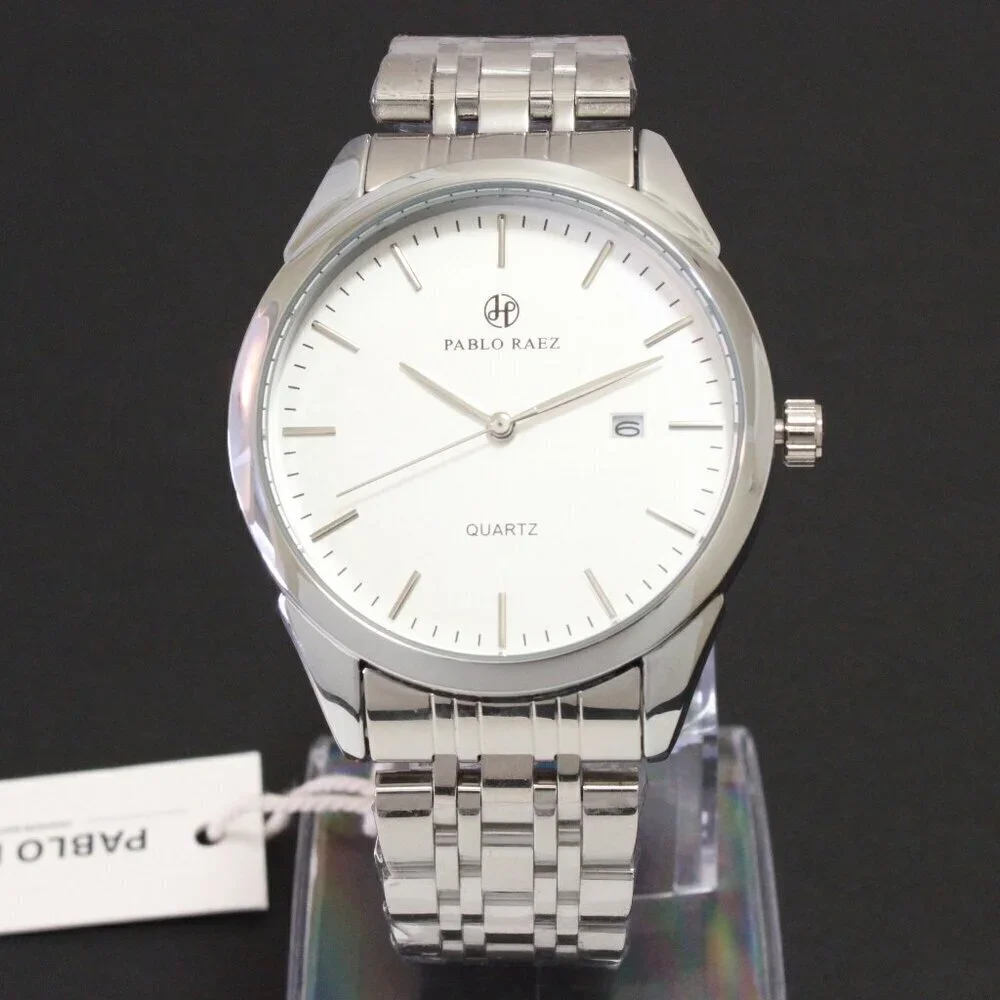 Men's Casual Fashion Watch Silver Tone Butterfly Clasp 40mm